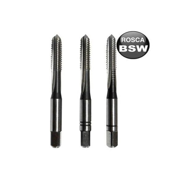 Jogo Macho Manual AR HSS para Rosca BSW 6.3mm 1/4 Pol. 3 Pçs - Dormer