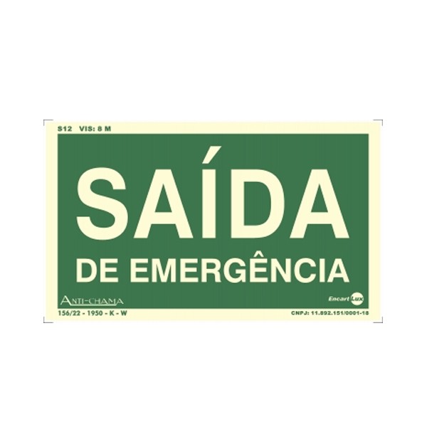 Placa Saída de Emergência Fotoluminescente Paf314 - Encartale 