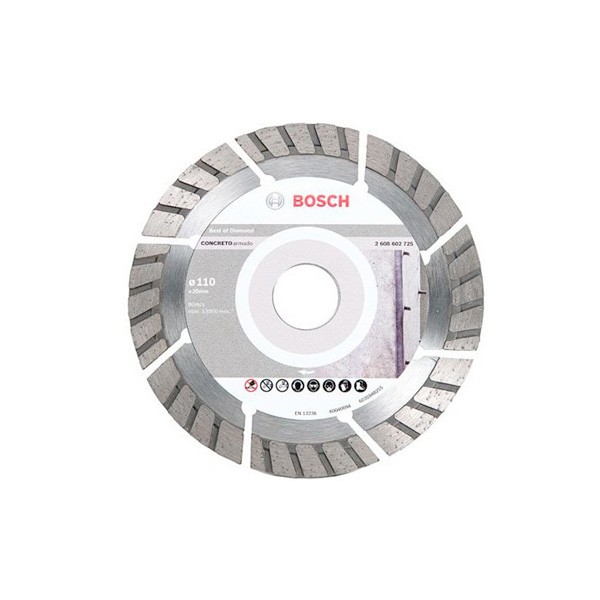 Disco Diamantado Turbo Segmentado p/ Concreto 110mm Armado - Bosch 