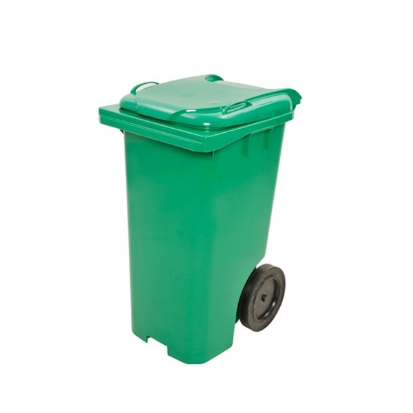 Cesto de Lixo 120 L com Tampa e Roda Verde