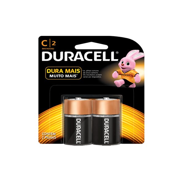 Pilha Alcalina Média c/ 2 pçs C|2 - Duracell
