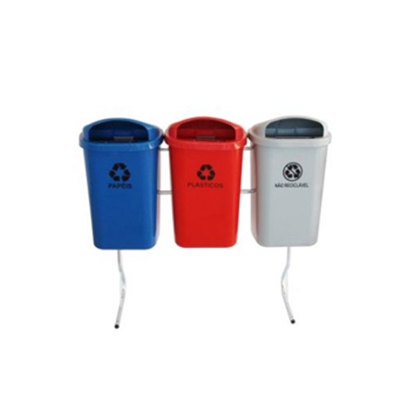 Conjunto para Coleta Seletiva de 50L c/ 3 Cestos