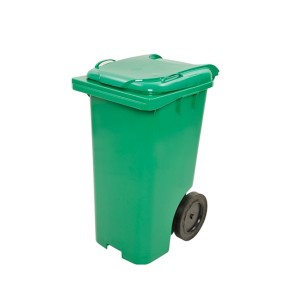 Cesto de Lixo 120 L com Tampa e Roda Verde