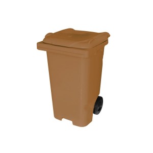 Cesto de Lixo 240 L com Tampa e Roda Marrom