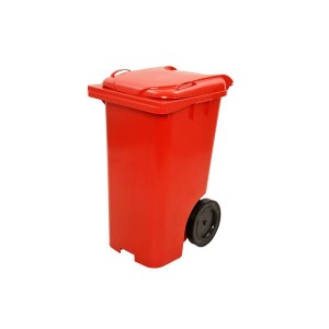 Cesto de Lixo 240 L com Tampa e Roda Vermelho