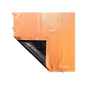 Lona Caminhão PVC 4 x 8 Metros com Argolas - Laranja/Preta REFORÇADA