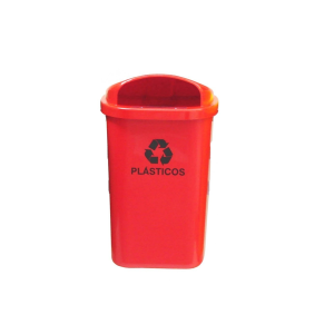 Lixeira c/ Tampa Frontal 50 Litros c/ Suporte Vermelho