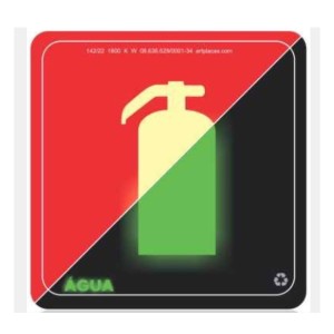 Placa Extintor Água Fotoluminescente 15x15