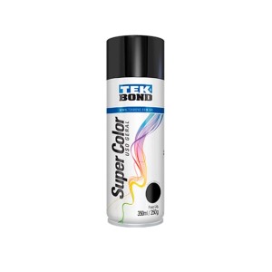 Tinta Spray Super Color Preto Brilhante Uso Geral 350ml - TekBond